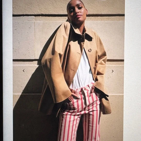 High-Rise Cream and Red Striped Wide-Leg Pants sezane - Picture 4 of 15